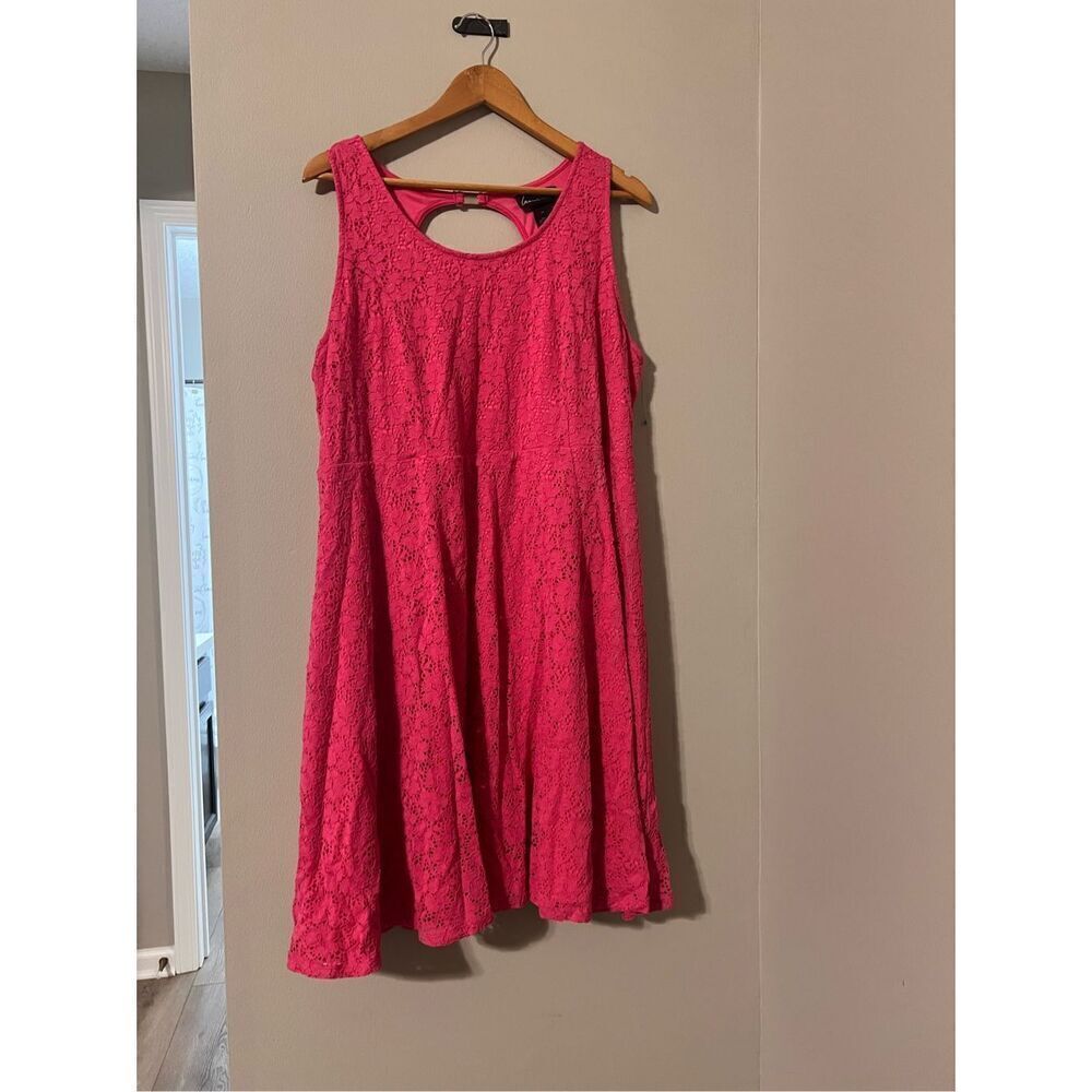 Lane Bryant Plus Size 24 Fit & Flare Lace Dress Pink Sleeveless Preppy Summer - Picture 2 of 6